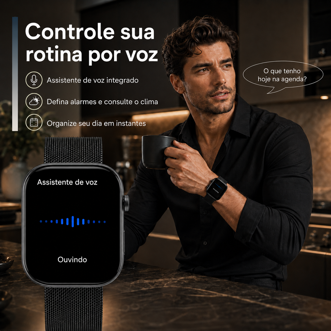Smartwatch Hombre Mujer AMOLED 1.99'' Negro Con Llamadas Bluetooth, 100 Modos Deportivos, Monitor De Salud Y Resistencia Al Agua 3ATM - MiracoRun