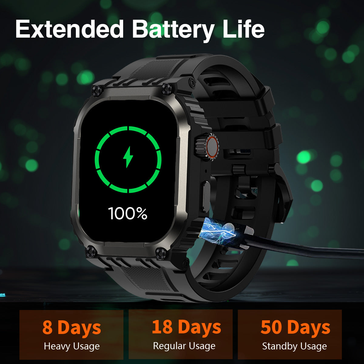 MiracoRun Military Smart Watches for Men with GPS, Rugged Smartwatch for iOS and Android Phone, 1.83-inch Touchscreen, 50 Days Long Battery Life - MiracoRun