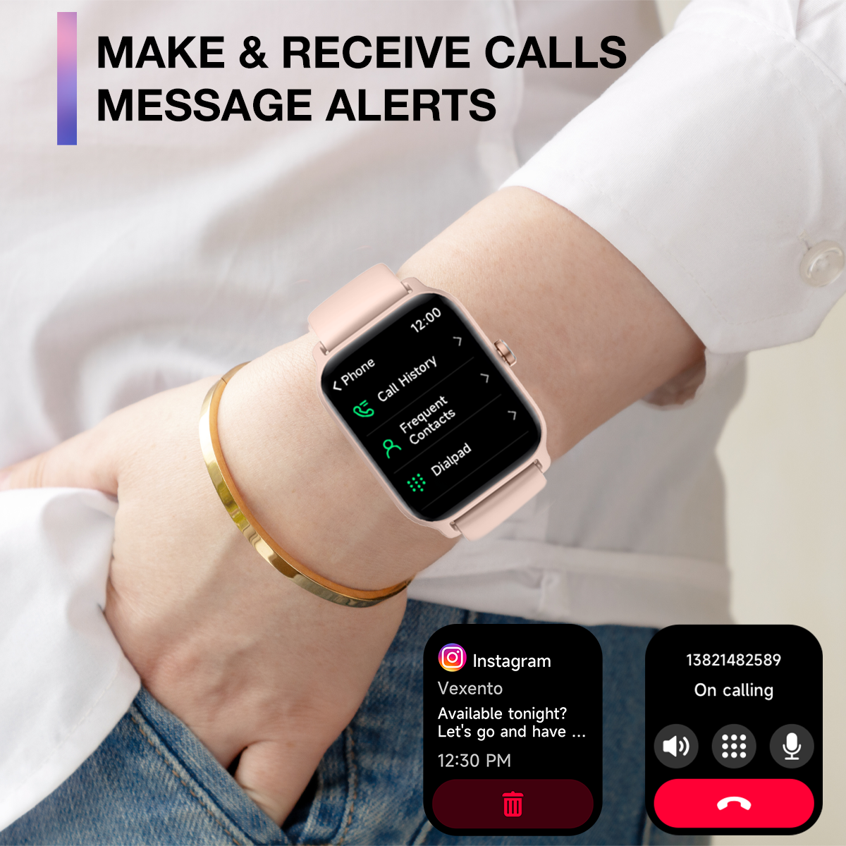 MiracoRun Smart Watch for iPhone & Android with Texts and Calling, 1.8" Large Touch Screen with Customized Watch Face - MiracoRun