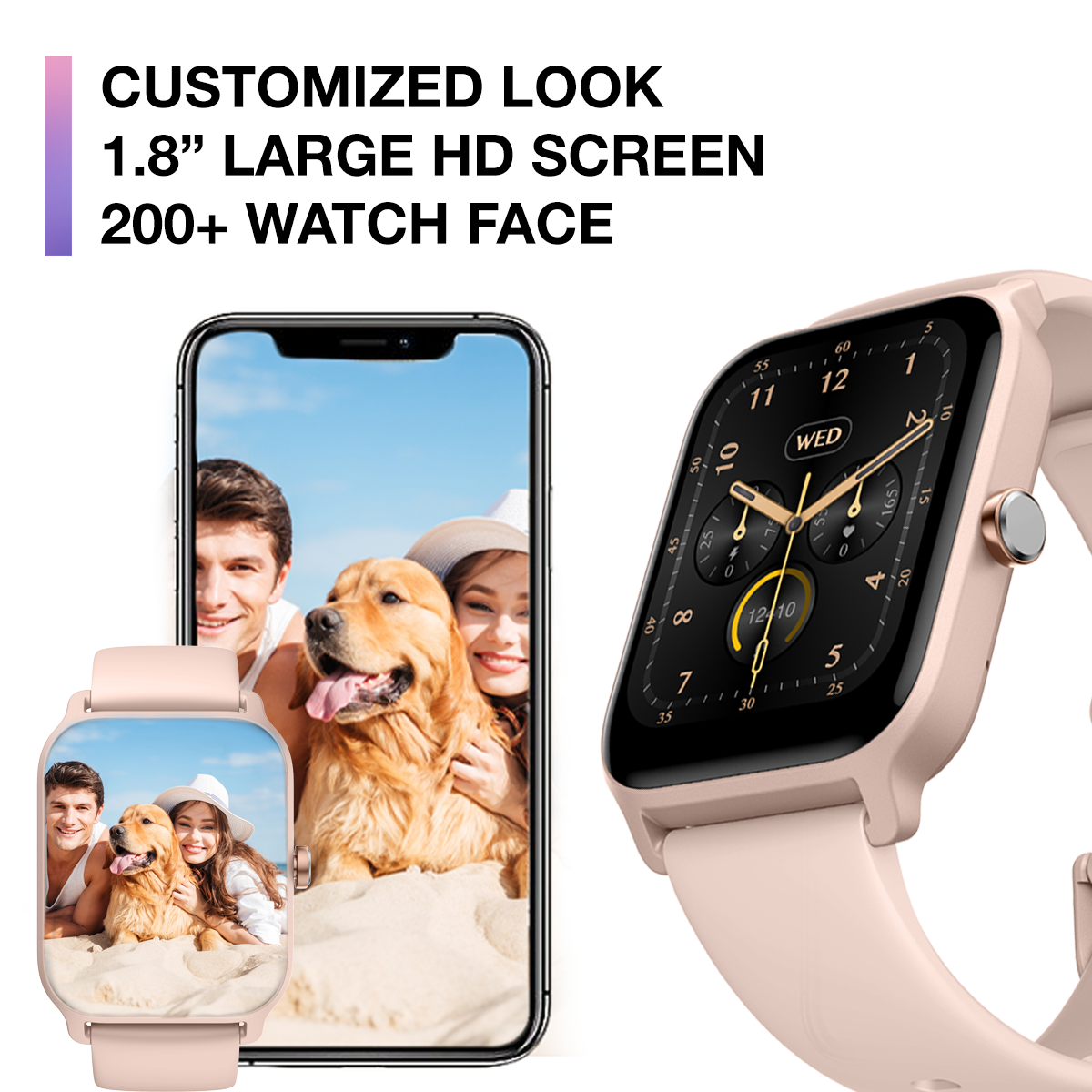 MiracoRun Smart Watch for iPhone & Android with Texts and Calling, 1.8" Large Touch Screen with Customized Watch Face - MiracoRun