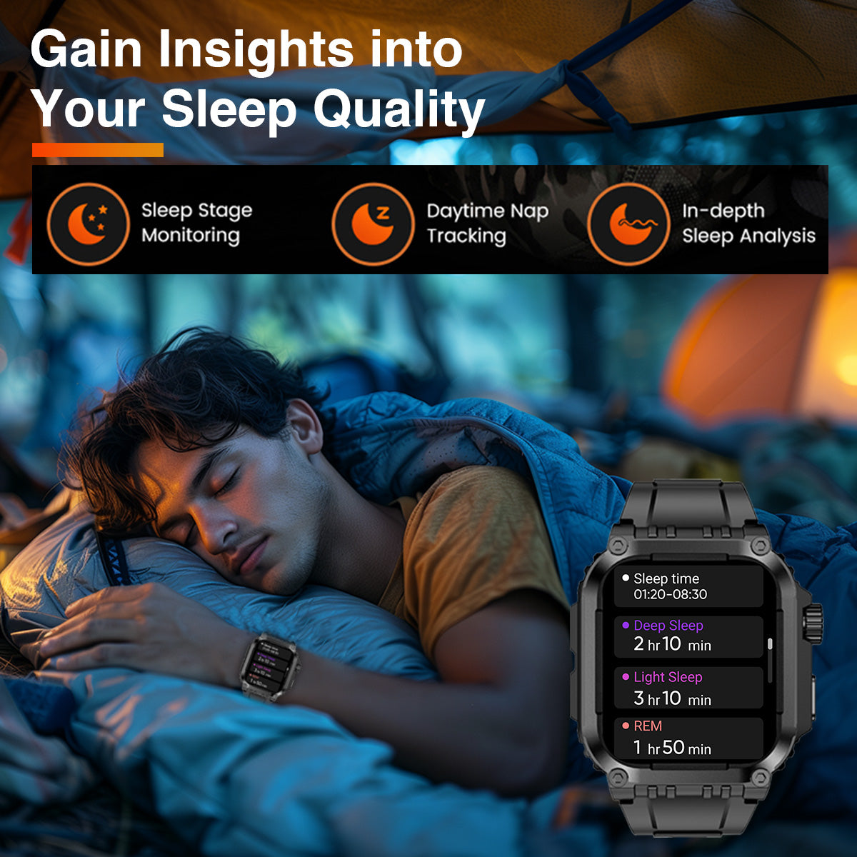 MiracoRun Military Smart Watches for Men with GPS, Rugged Smartwatch for iOS and Android Phone, 1.83-inch Touchscreen, 50 Days Long Battery Life - MiracoRun