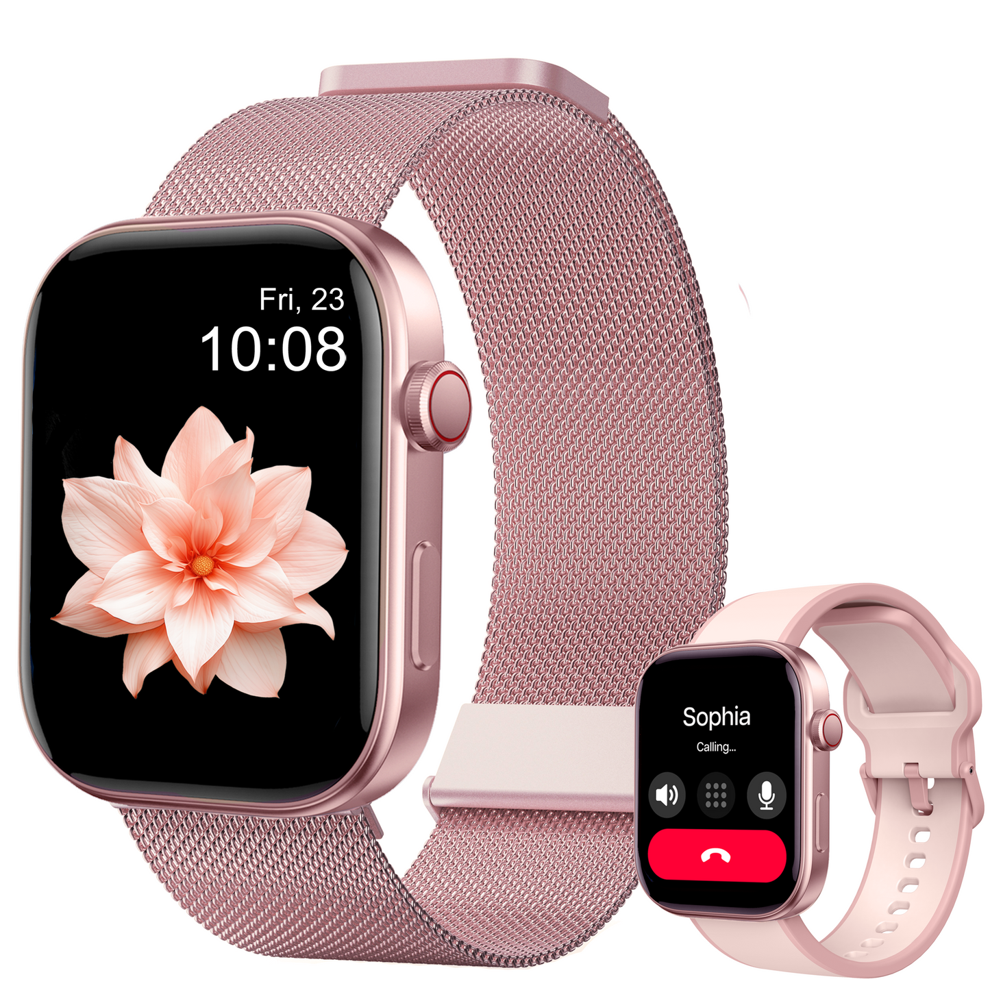 MiracoRun Pink Smartwatch for Women, 1.99" AMOLED Display, Bluetooth Calls, Notifications, Activity Tracker, Waterproof, Compatible with iPhone and Android - MiracoRun