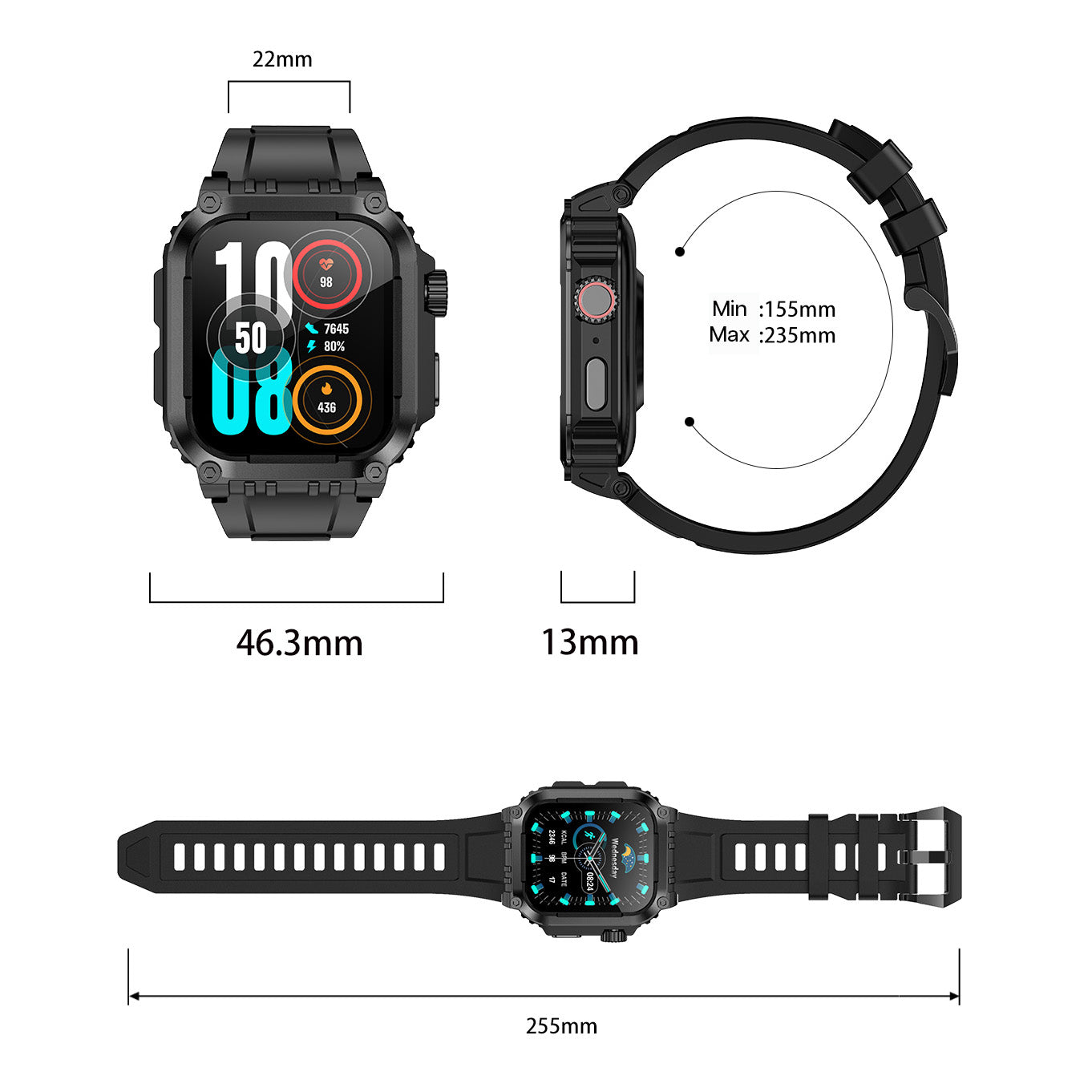 MiracoRun Military Smart Watches for Men with GPS, Rugged Smartwatch for iOS and Android Phone, 1.83-inch Touchscreen, 50 Days Long Battery Life - MiracoRun