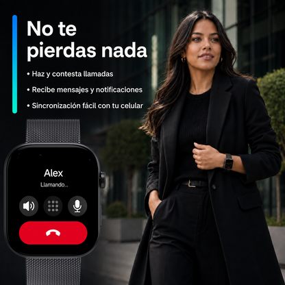 Smartwatch Hombre Mujer AMOLED 1.99'' Negro Con Llamadas Bluetooth, 100 Modos Deportivos, Monitor De Salud Y Resistencia Al Agua 3ATM