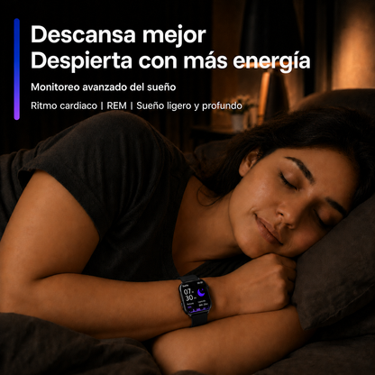 Smartwatch Hombre Mujer AMOLED 1.99'' Negro Con Llamadas Bluetooth, 100 Modos Deportivos, Monitor De Salud Y Resistencia Al Agua 3ATM