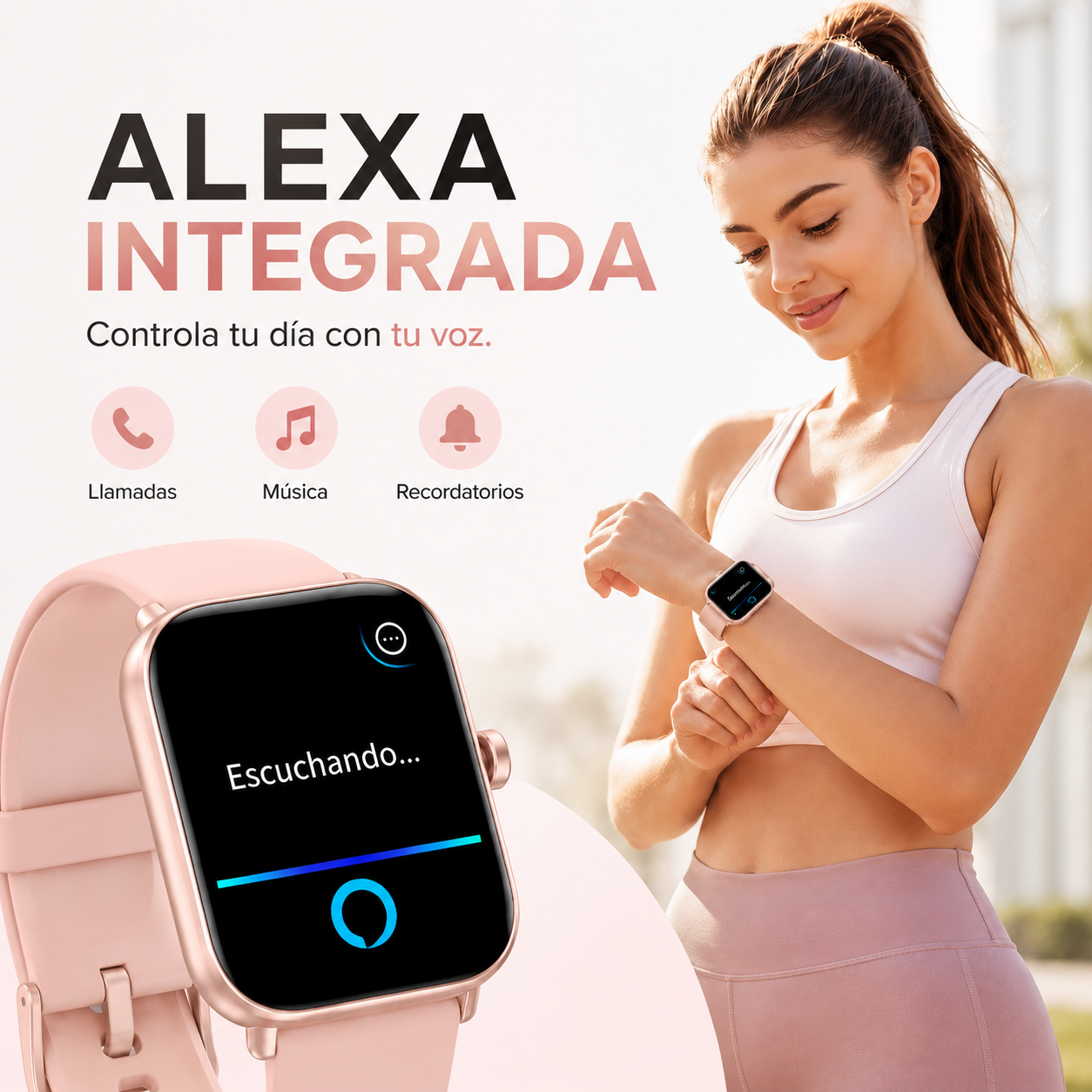 MiracoRun Women's Smartwatch with Alexa, 1.85" Display, Bluetooth Calling, IP68 Water Resistant, Compatible with Android and iPhone, 24-Hour Health and Sleep Monitor, 2 Interchangeable Straps - MiracoRun