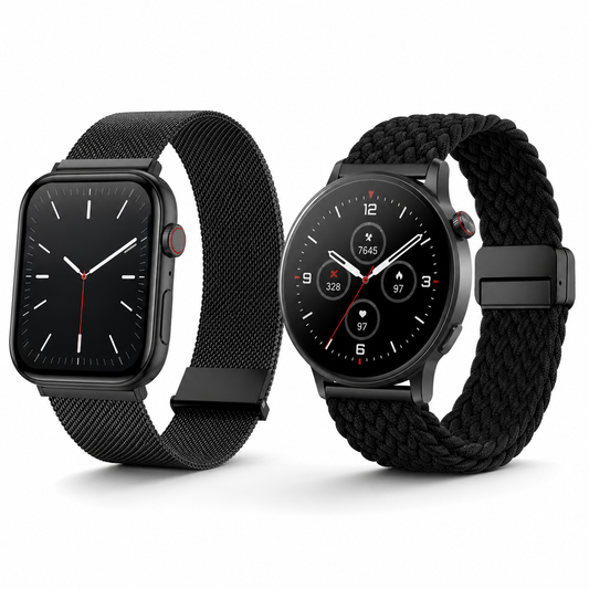Correas Para Smartwatch Huawei Watch GT 4/3/2 46mm Y Amazfit GTR 4/3/2, 22mm, Milanesa Rosa Dorado Y Nylon Trenzado Rosa Beige, 2 Piezas MiracoRun