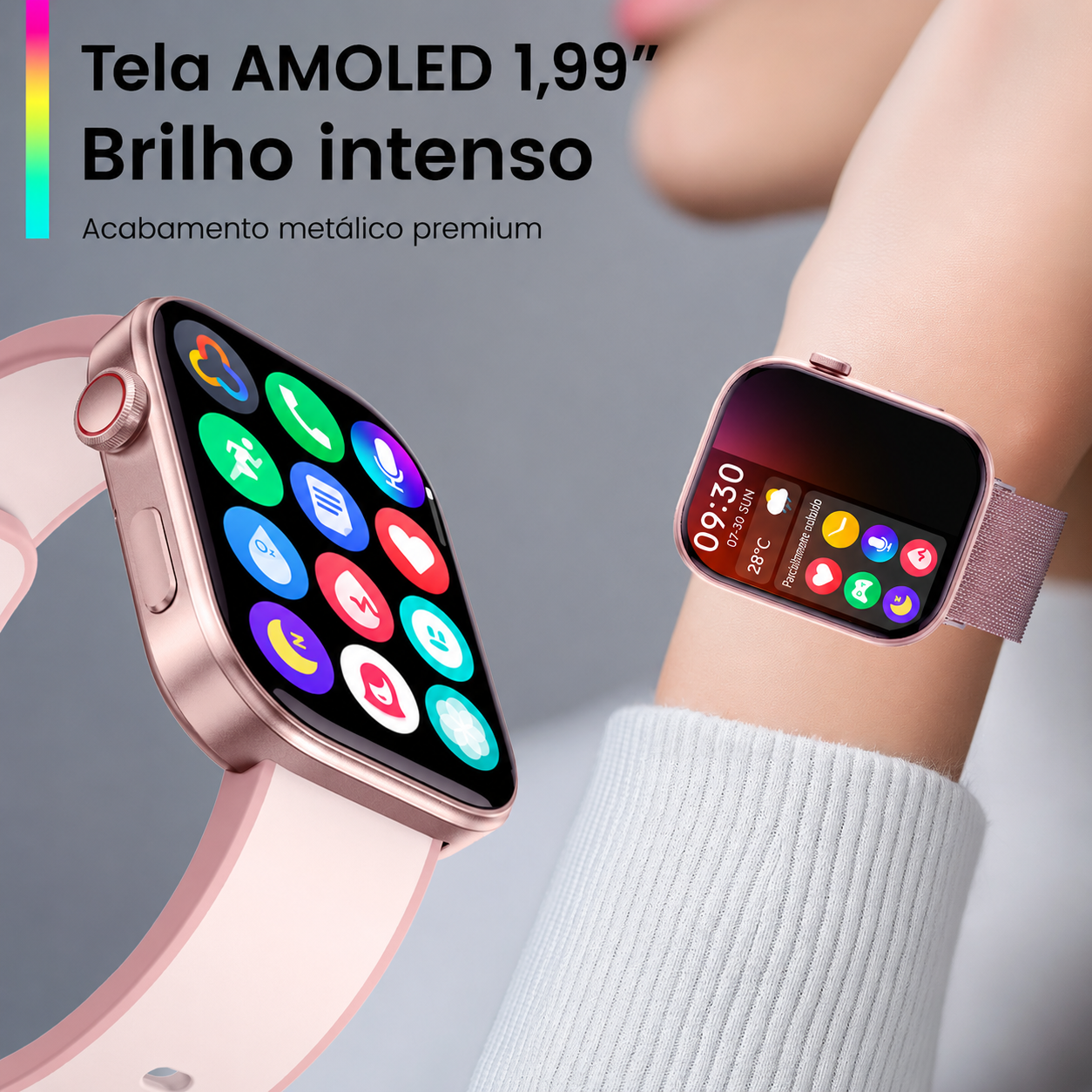 Smartwatch Hombre Mujer AMOLED 1.99'' Negro Con Llamadas Bluetooth, 100 Modos Deportivos, Monitor De Salud Y Resistencia Al Agua 3ATM - MiracoRun