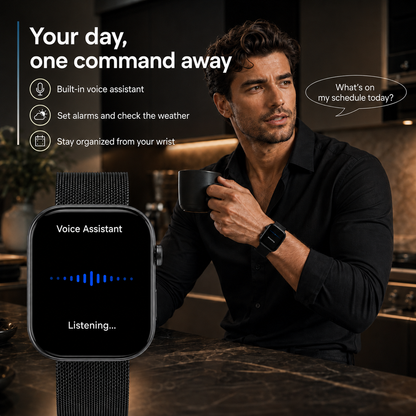 Smartwatch Hombre Mujer AMOLED 1.99'' Negro Con Llamadas Bluetooth, 100 Modos Deportivos, Monitor De Salud Y Resistencia Al Agua 3ATM