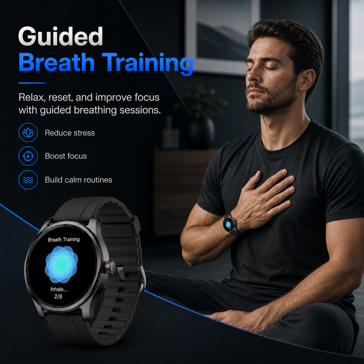 MiracoRun Smart Watch for iPhone & Android, Outdoor Fitness Watch with Bluetooth Phone Call & Texts, Alexa Built-in, 1.39" Round Touch Screen, 14 Days Battery Life - MiracoRun