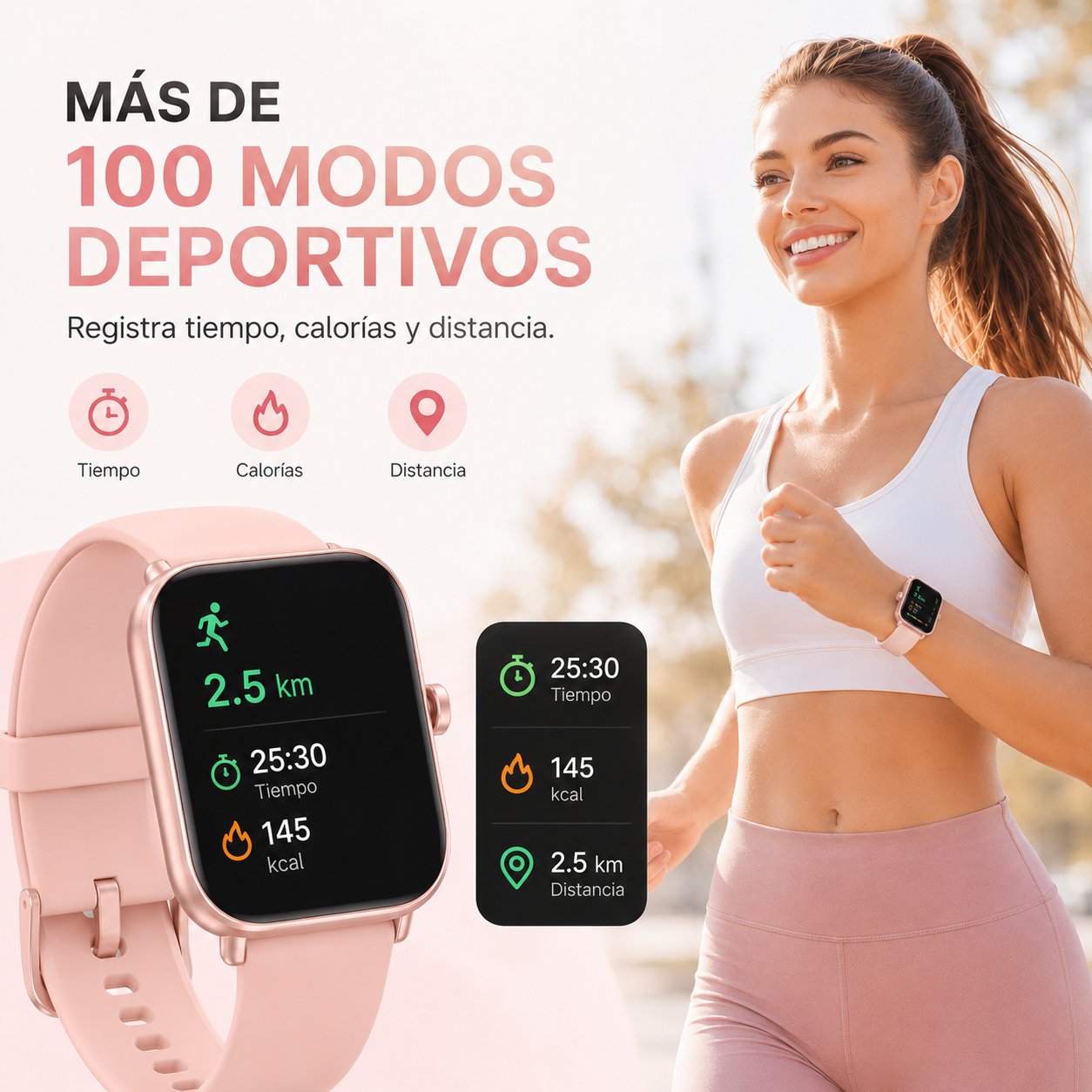 MiracoRun Women's Smartwatch with Alexa, 1.85" Display, Bluetooth Calling, IP68 Water Resistant, Compatible with Android and iPhone, 24-Hour Health and Sleep Monitor, 2 Interchangeable Straps - MiracoRun