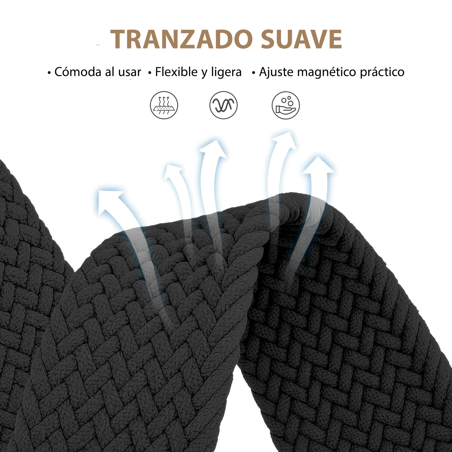 MiracoRun 22mm Smartwatch Straps 2 in 1 Milanese and Braided Elastic Compatible Universal Connector – Black - MiracoRun