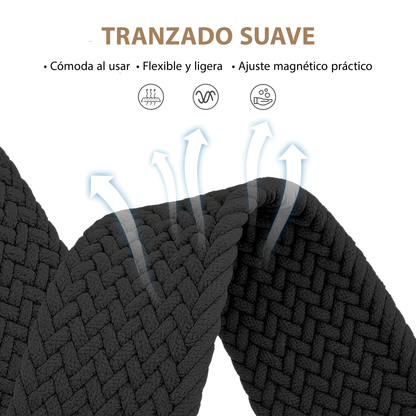 MiracoRun 22mm Smartwatch Straps 2 in 1 Milanese and Braided Elastic Compatible Universal Connector – Black - MiracoRun