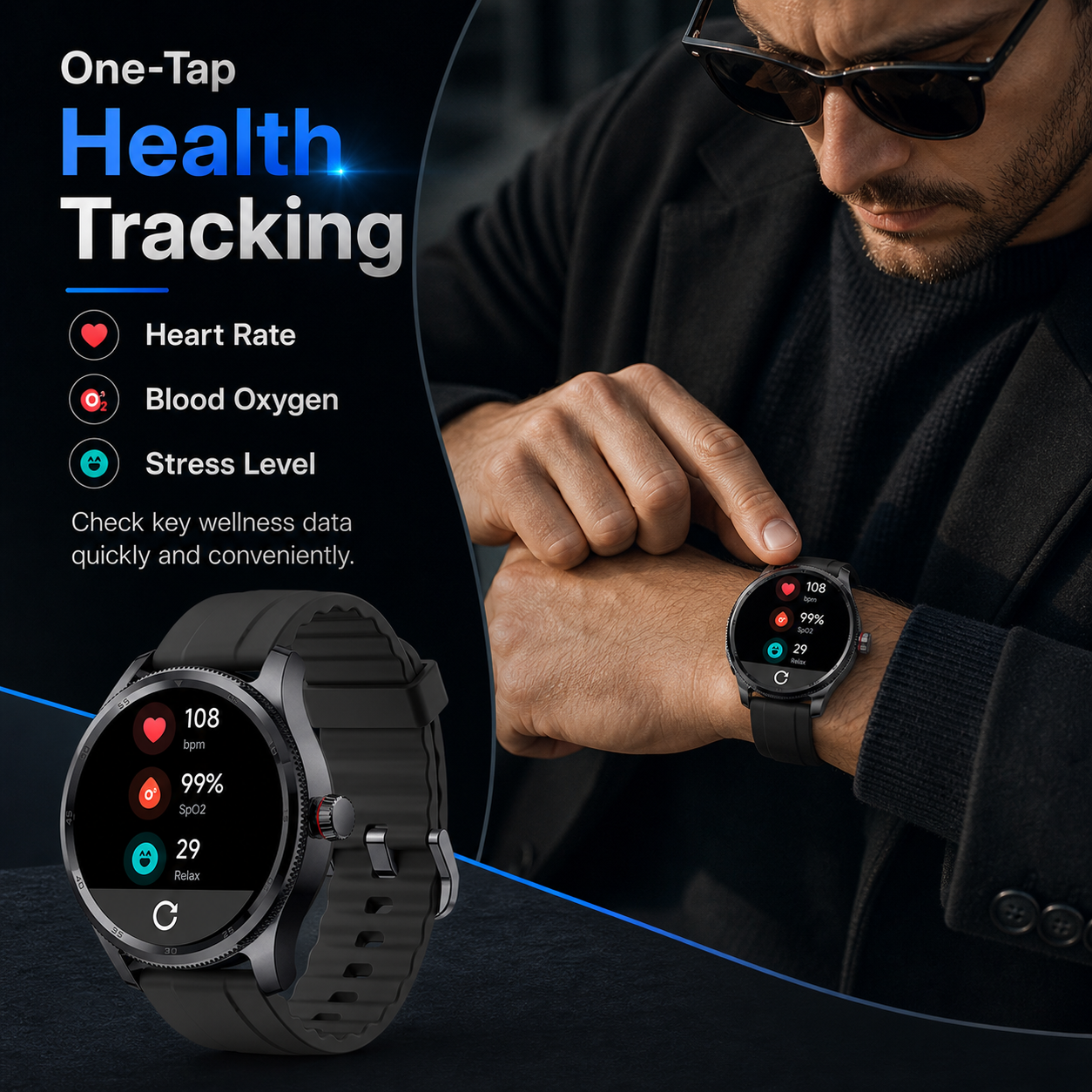 MiracoRun Smart Watch for iPhone & Android, Outdoor Fitness Watch with Bluetooth Phone Call & Texts, Alexa Built-in, 1.39" Round Touch Screen, 14 Days Battery Life - MiracoRun