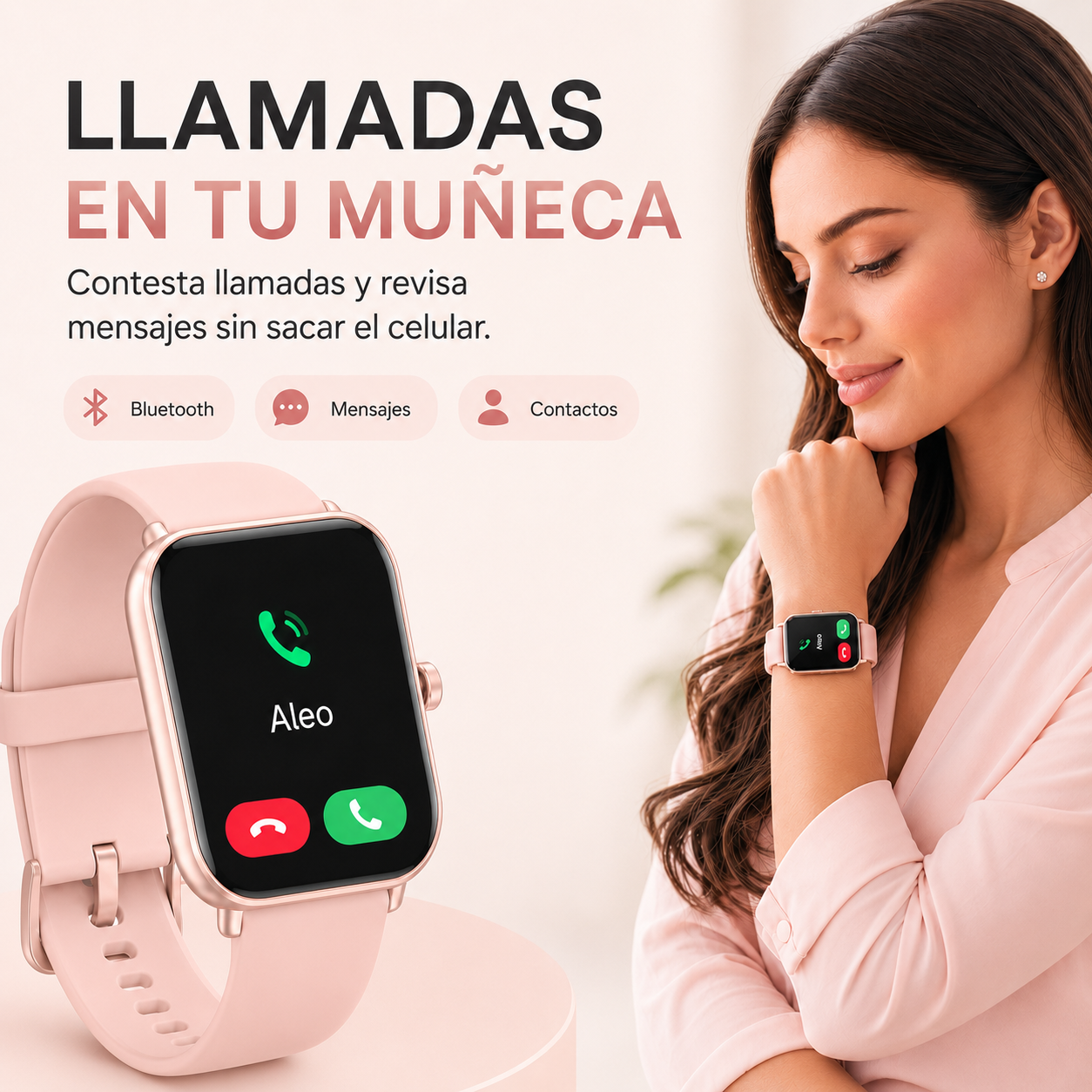 MiracoRun Women's Smartwatch with Alexa, 1.85" Display, Bluetooth Calling, IP68 Water Resistant, Compatible with Android and iPhone, 24-Hour Health and Sleep Monitor, 2 Interchangeable Straps - MiracoRun