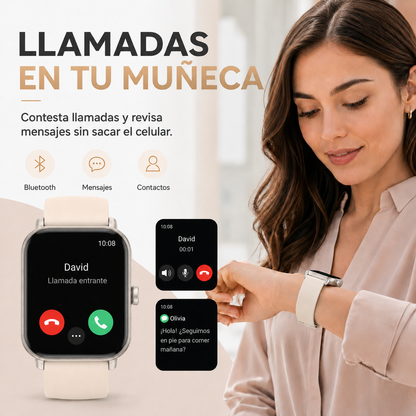 MiracoRun Women's Smartwatch 1.8” with Bluetooth Calling, IP68 Water Resistance, Health & Sleep Tracking, 100 Sports Modes, Compatible with Android & iPhone, 2 Interchangeable Straps