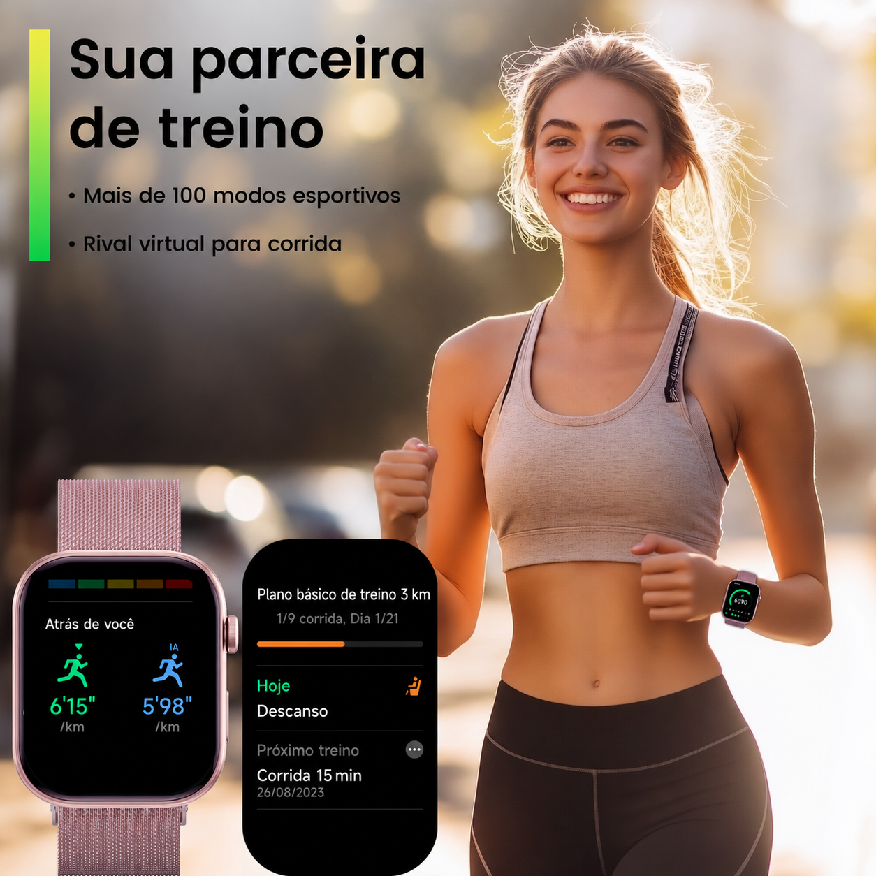 Smartwatch Hombre Mujer AMOLED 1.99'' Negro Con Llamadas Bluetooth, 100 Modos Deportivos, Monitor De Salud Y Resistencia Al Agua 3ATM - MiracoRun
