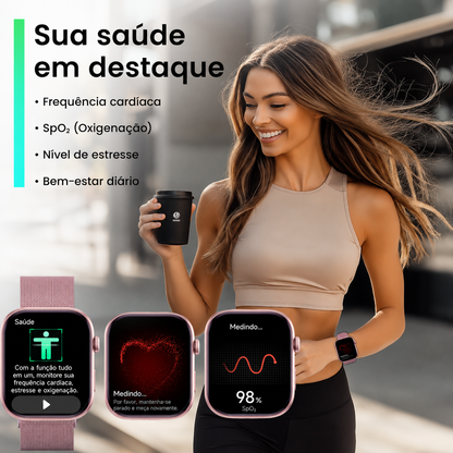 Smartwatch Hombre Mujer AMOLED 1.99'' Negro Con Llamadas Bluetooth, 100 Modos Deportivos, Monitor De Salud Y Resistencia Al Agua 3ATM - MiracoRun