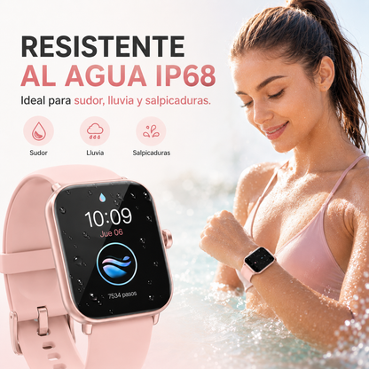 MiracoRun Women's Smartwatch with Alexa, 1.85" Display, Bluetooth Calling, IP68 Water Resistant, Compatible with Android and iPhone, 24-Hour Health and Sleep Monitor, 2 Interchangeable Straps - MiracoRun