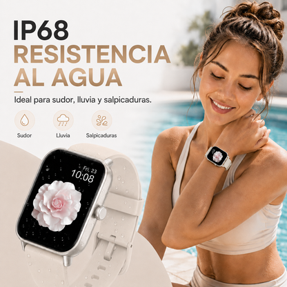 MiracoRun Women's Smartwatch 1.8” with Bluetooth Calling, IP68 Water Resistance, Health & Sleep Tracking, 100 Sports Modes, Compatible with Android & iPhone, 2 Interchangeable Straps