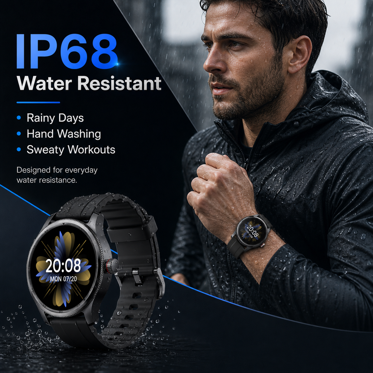 MiracoRun Smart Watch for iPhone & Android, Outdoor Fitness Watch with Bluetooth Phone Call & Texts, Alexa Built-in, 1.39" Round Touch Screen, 14 Days Battery Life - MiracoRun