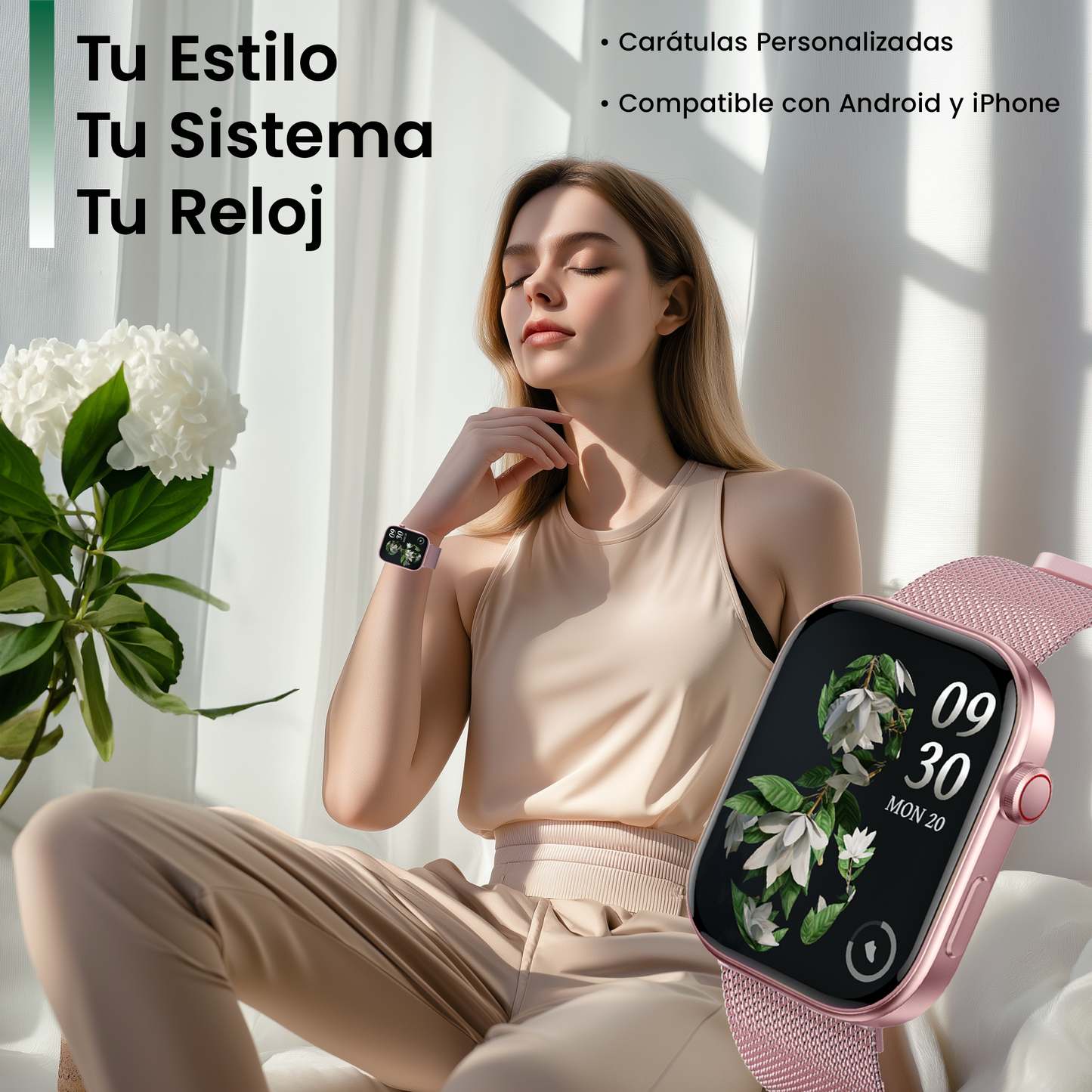 Smartwatch Hombre Mujer AMOLED 1.99'' Negro Con Llamadas Bluetooth, 100 Modos Deportivos, Monitor De Salud Y Resistencia Al Agua 3ATM