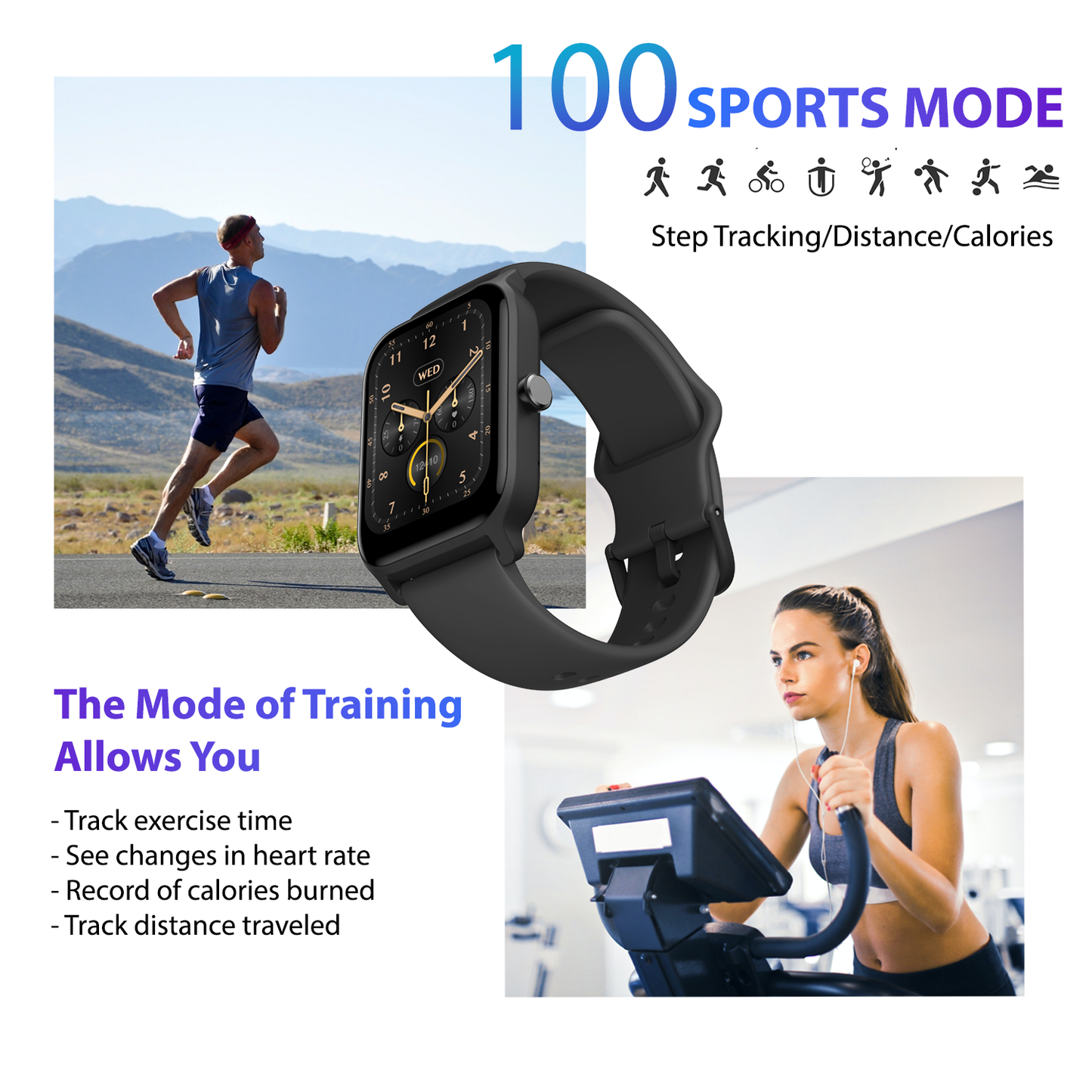 MiracoRun Smart Watch for iPhone & Android, Bluetooth Phone Call & Texts, 1.8" Large Touch Screen, Outdoor Fitness Watch with Alexa Built-in, 14 Days Battery Life - MiracoRun