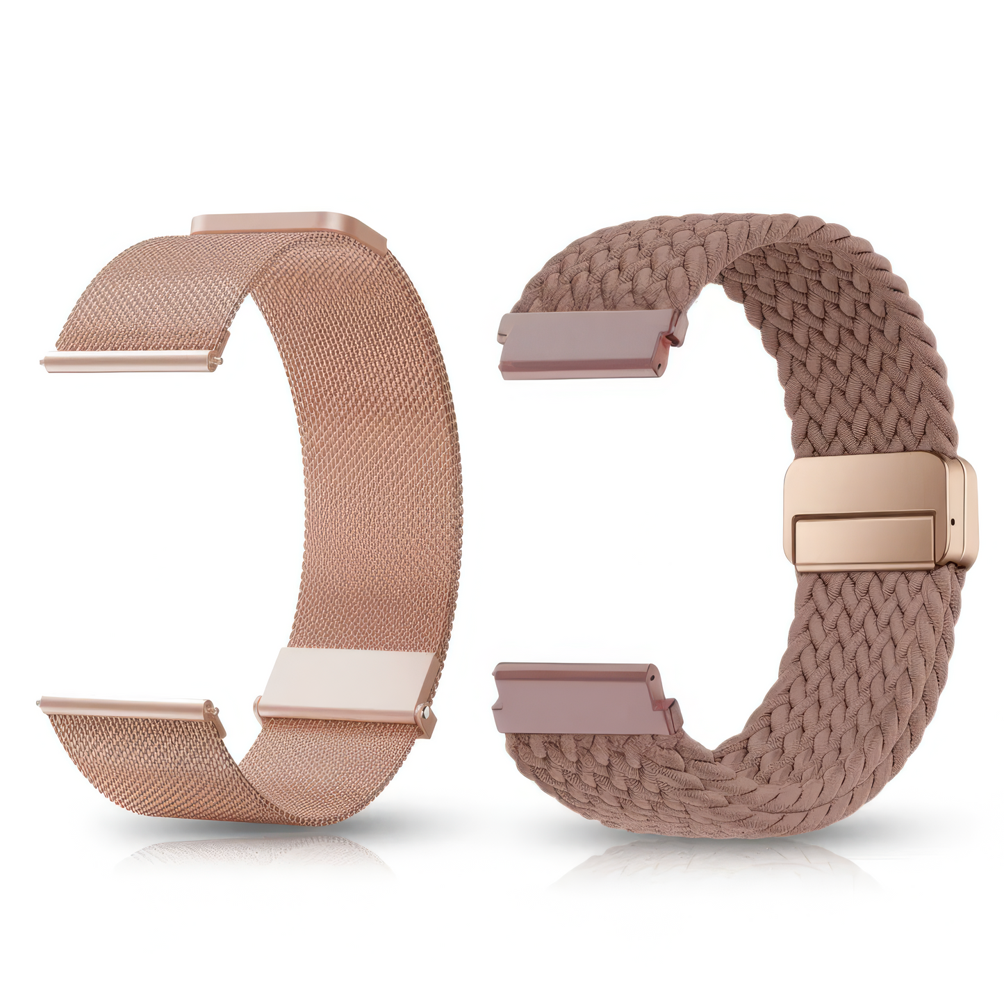 MiracoRun 22mm Smartwatch Straps 2 in 1 Milanese and Braided Elastic Compatible Universal Connector – Black - MiracoRun