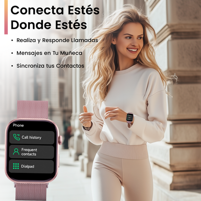 Smartwatch Hombre Mujer AMOLED 1.99'' Negro Con Llamadas Bluetooth, 100 Modos Deportivos, Monitor De Salud Y Resistencia Al Agua 3ATM
