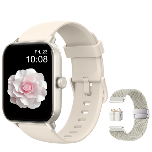 MiracoRun Women's Smartwatch 1.8” with Bluetooth Calling, IP68 Water Resistance, Health & Sleep Tracking, 100 Sports Modes, Compatible with Android & iPhone, 2 Interchangeable Straps