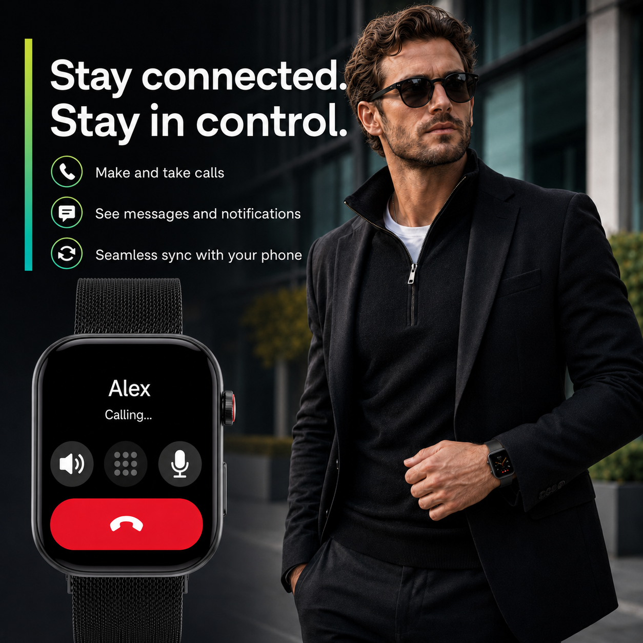 Smartwatch Hombre Mujer AMOLED 1.99'' Negro Con Llamadas Bluetooth, 100 Modos Deportivos, Monitor De Salud Y Resistencia Al Agua 3ATM