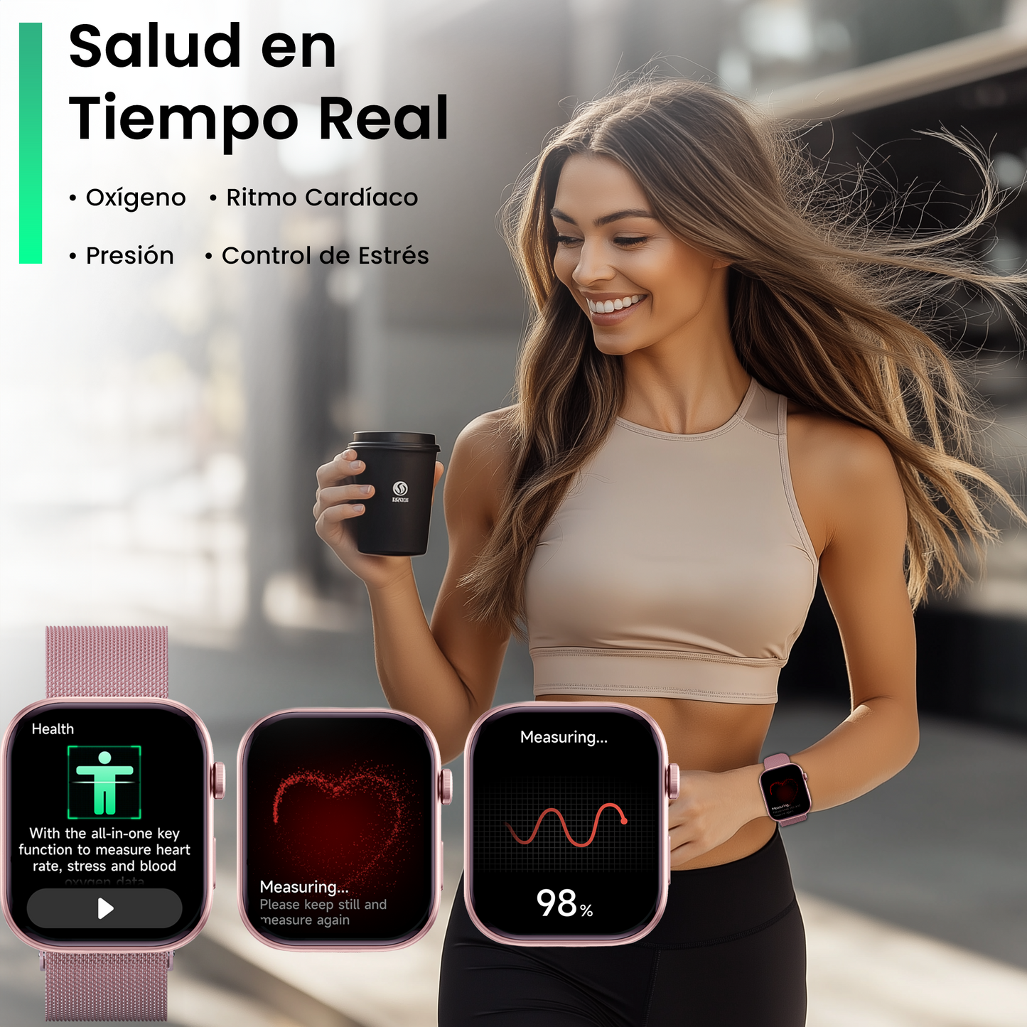 Smartwatch Hombre Mujer AMOLED 1.99'' Negro Con Llamadas Bluetooth, 100 Modos Deportivos, Monitor De Salud Y Resistencia Al Agua 3ATM