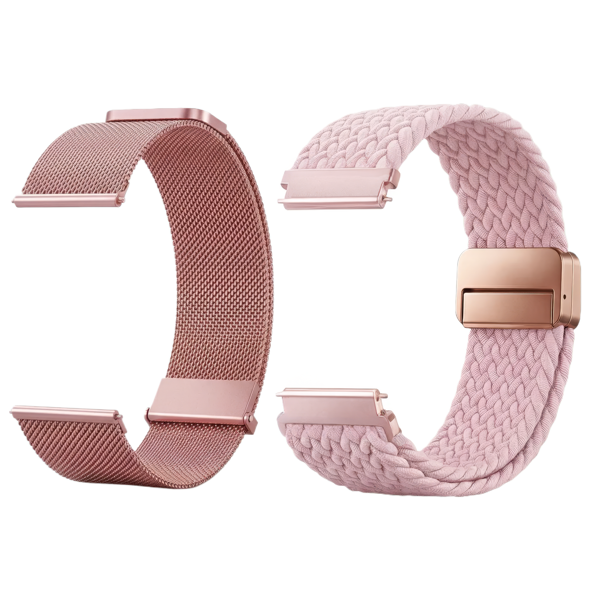 MiracoRun 22mm Smartwatch Straps 2 in 1 Milanese and Braided Elastic Compatible Universal Connector – Black - MiracoRun
