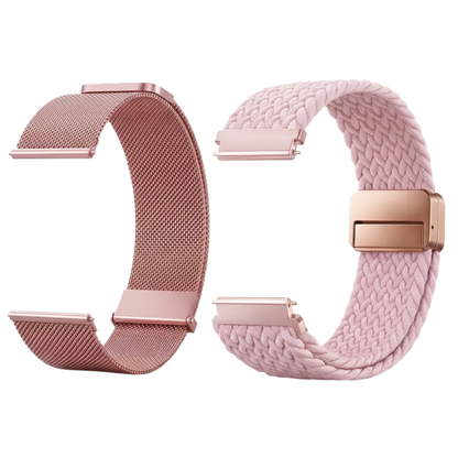 MiracoRun 22mm Smartwatch Straps 2 in 1 Milanese and Braided Elastic Compatible Universal Connector – Black - MiracoRun