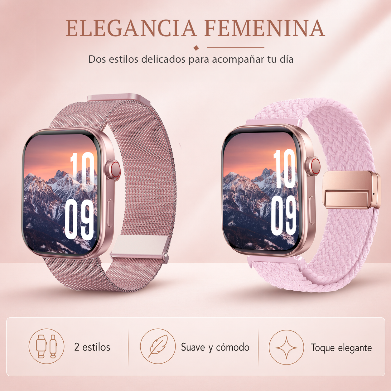MiracoRun 22mm Smartwatch Straps 2 in 1 Milanese and Braided Elastic Compatible Universal Connector – Black - MiracoRun