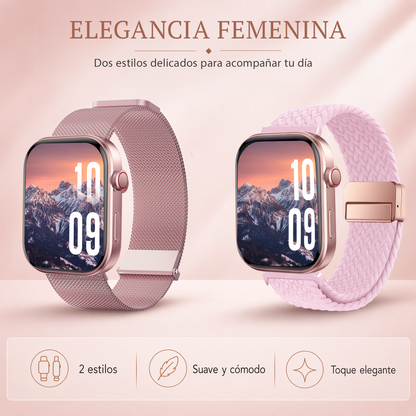 MiracoRun 22mm Smartwatch Straps 2 in 1 Milanese and Braided Elastic Compatible Universal Connector – Black - MiracoRun