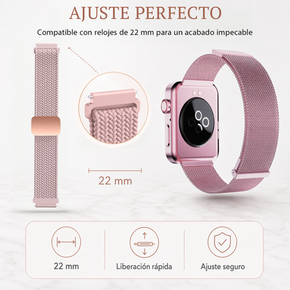 MiracoRun 22mm Smartwatch Straps 2 in 1 Milanese and Braided Elastic Compatible Universal Connector – Black - MiracoRun