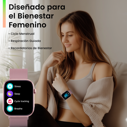 Smartwatch Hombre Mujer AMOLED 1.99'' Negro Con Llamadas Bluetooth, 100 Modos Deportivos, Monitor De Salud Y Resistencia Al Agua 3ATM