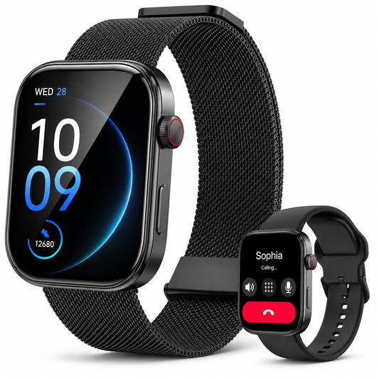 Smartwatch Hombre Mujer AMOLED 1.99'' Negro Con Llamadas Bluetooth, 100 Modos Deportivos, Monitor De Salud Y Resistencia Al Agua 3ATM - MiracoRun